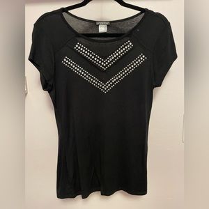 Venus top with mesh insert and rhinestones